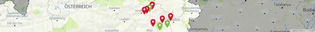 Kartenansicht für Apotheken-Notdienste in der Nähe von Sankt Jakob im Walde (Hartberg-Fürstenfeld, Steiermark)